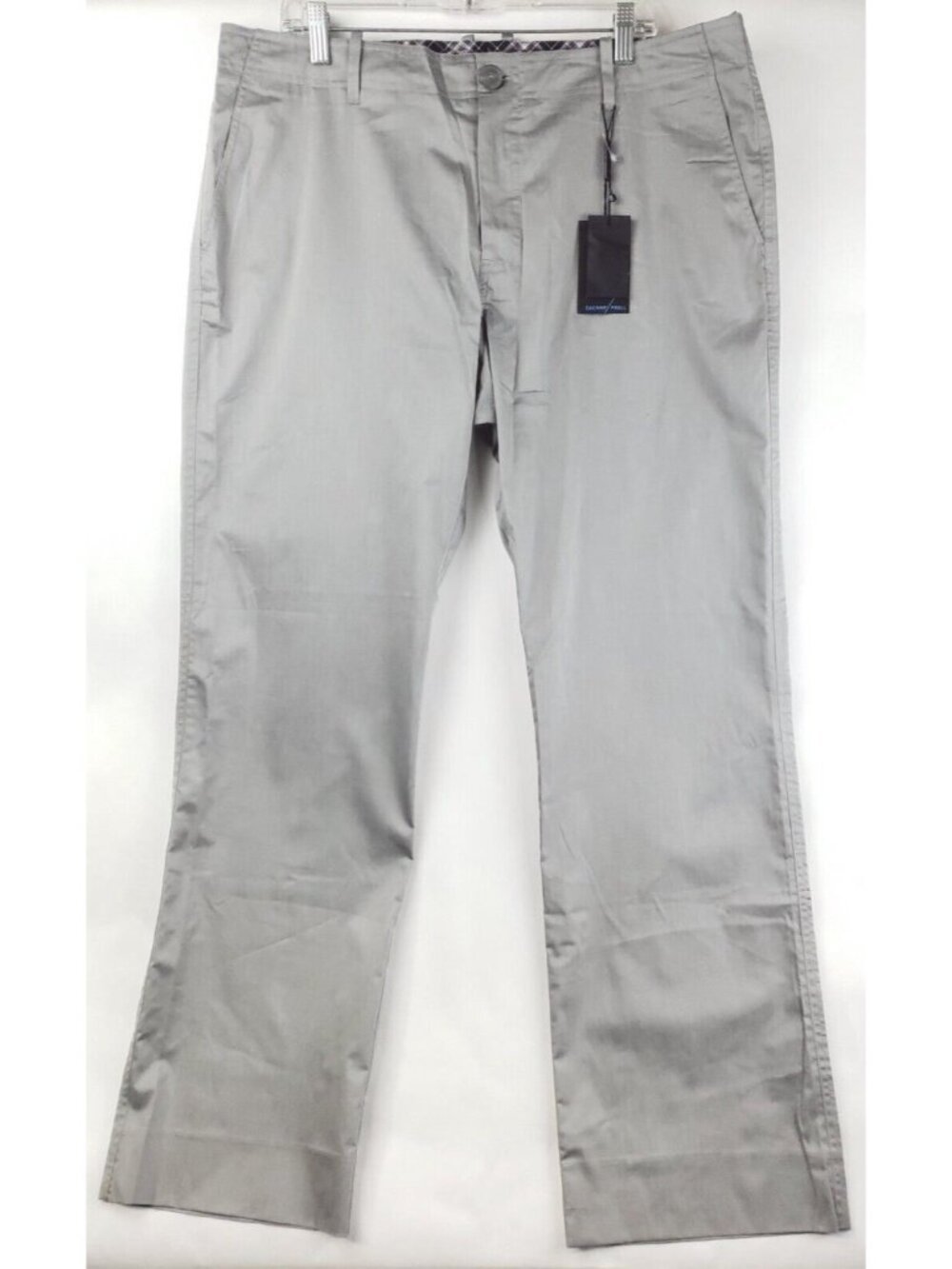 NEW Zachary Prell Pants Mens 38x33 Gray Cotton Stretch Flat Front Straight